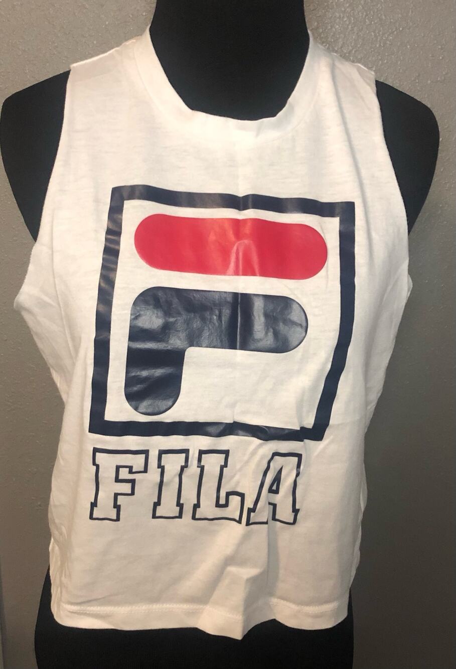 FILA white sleeveless crop top tank top workout women's size small